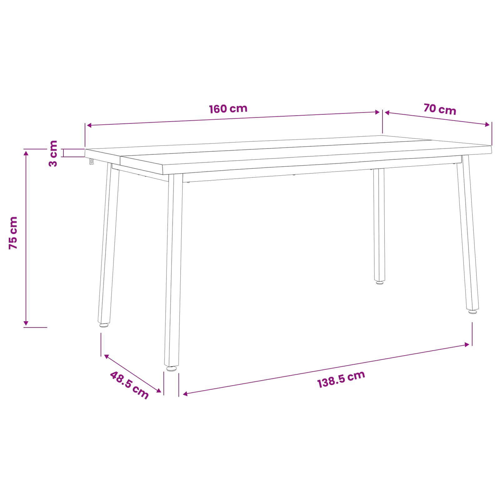 Live Edge Esstisch 160 x 70 x 75 cm Massivholz Akazie Natur
