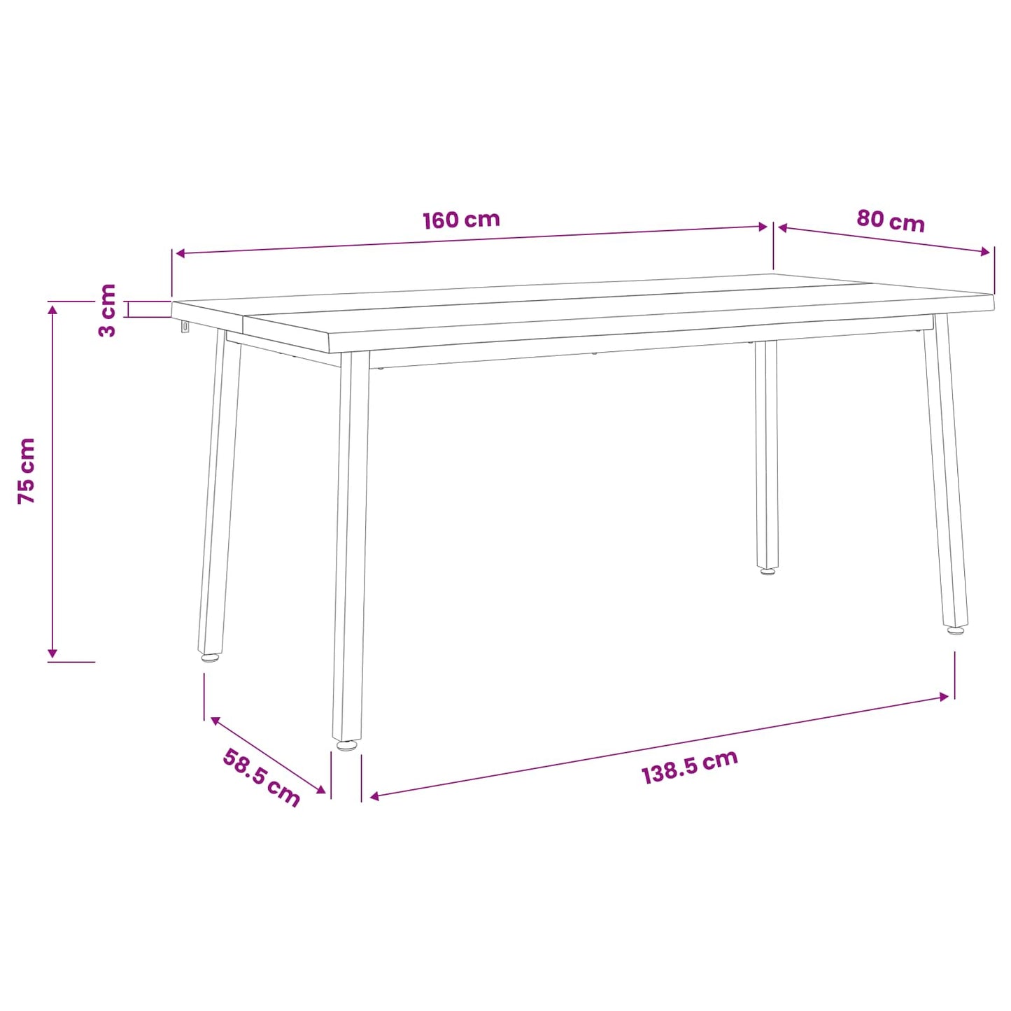 Live Edge Esstisch 160 x 80 x 75 cm Massivholz Akazie Natur