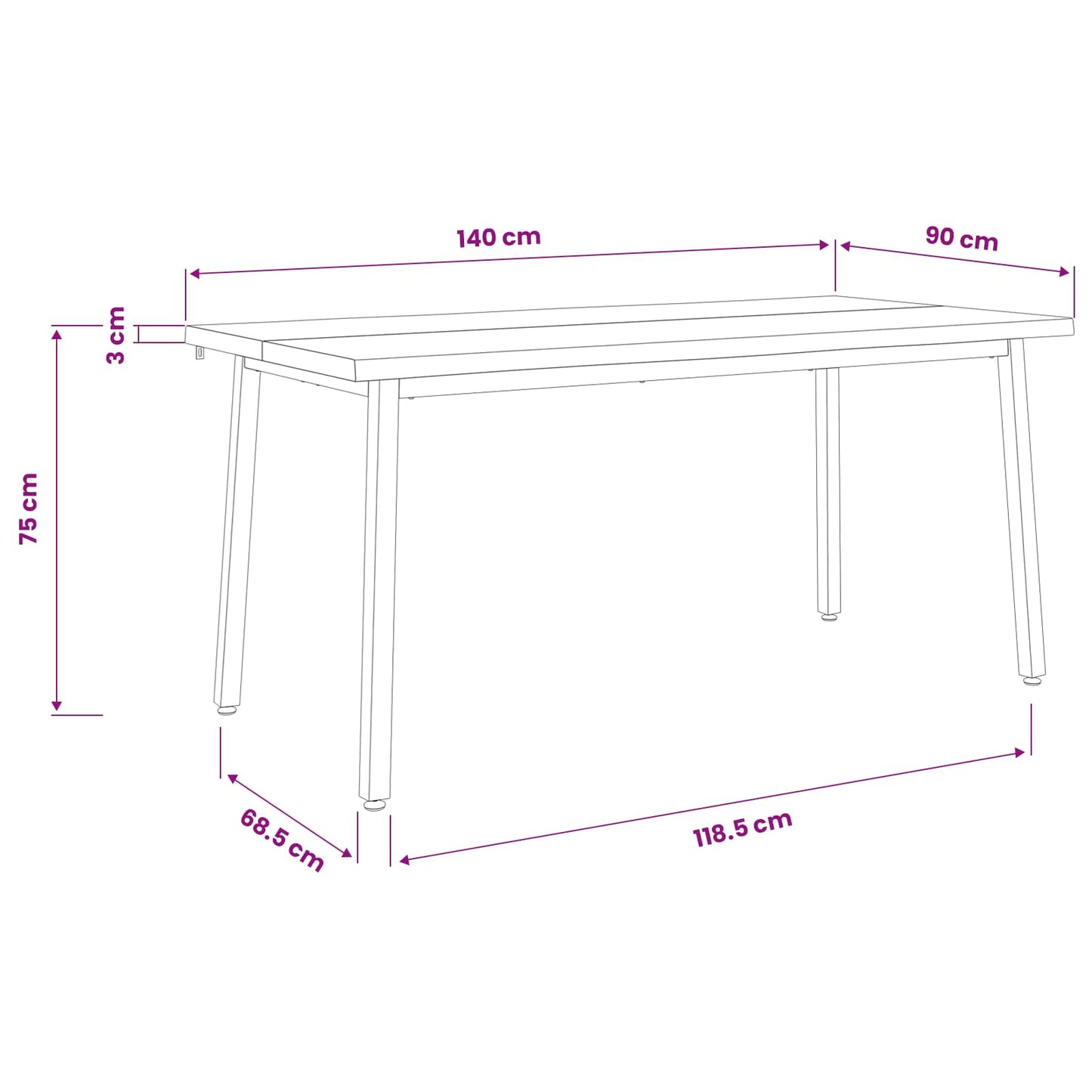 Live Edge Esstisch 140 x 90 x 75 cm Massivholz Akazie Natur