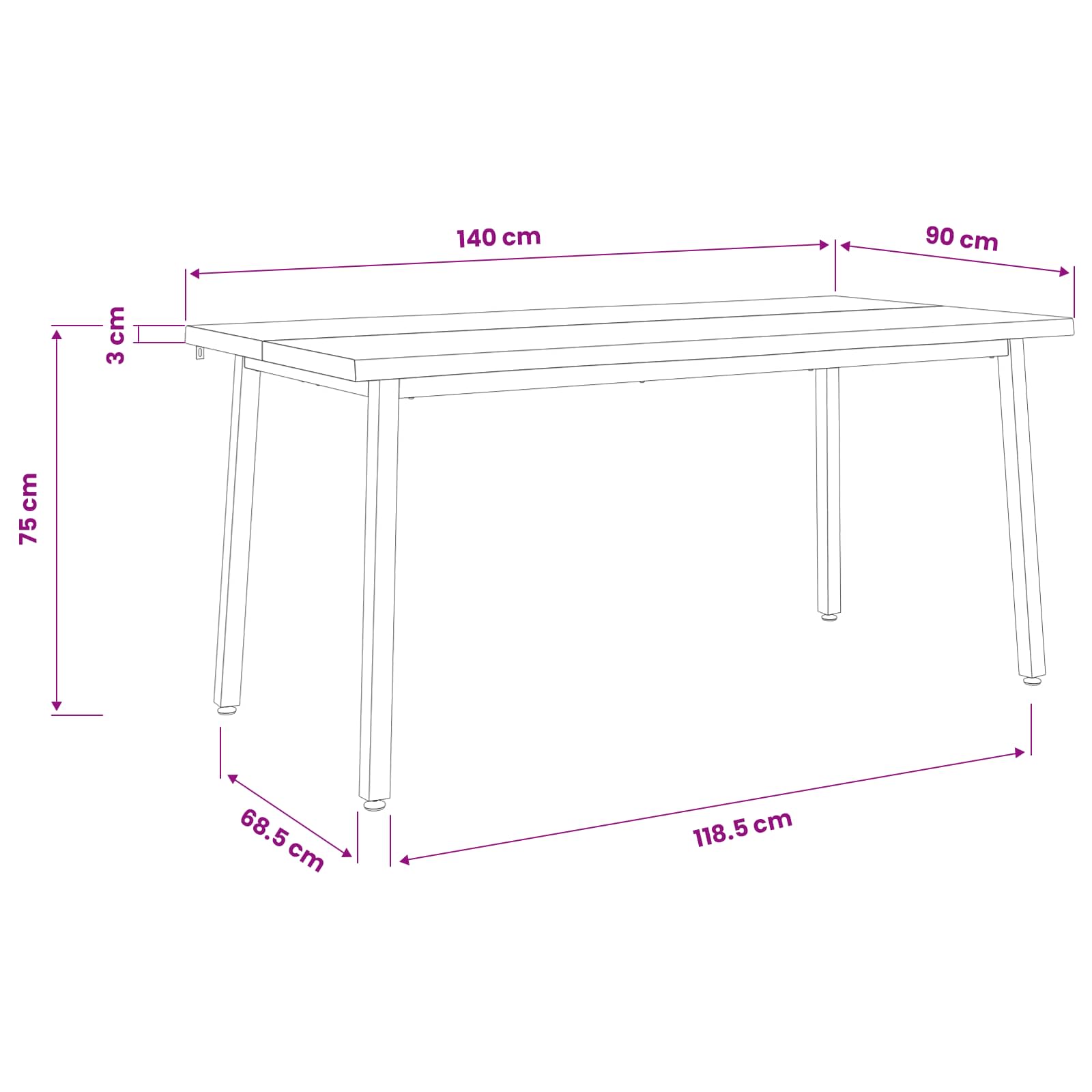 Live Edge Esstisch 140 x 90 x 75 cm Massivholz Akazie Natur