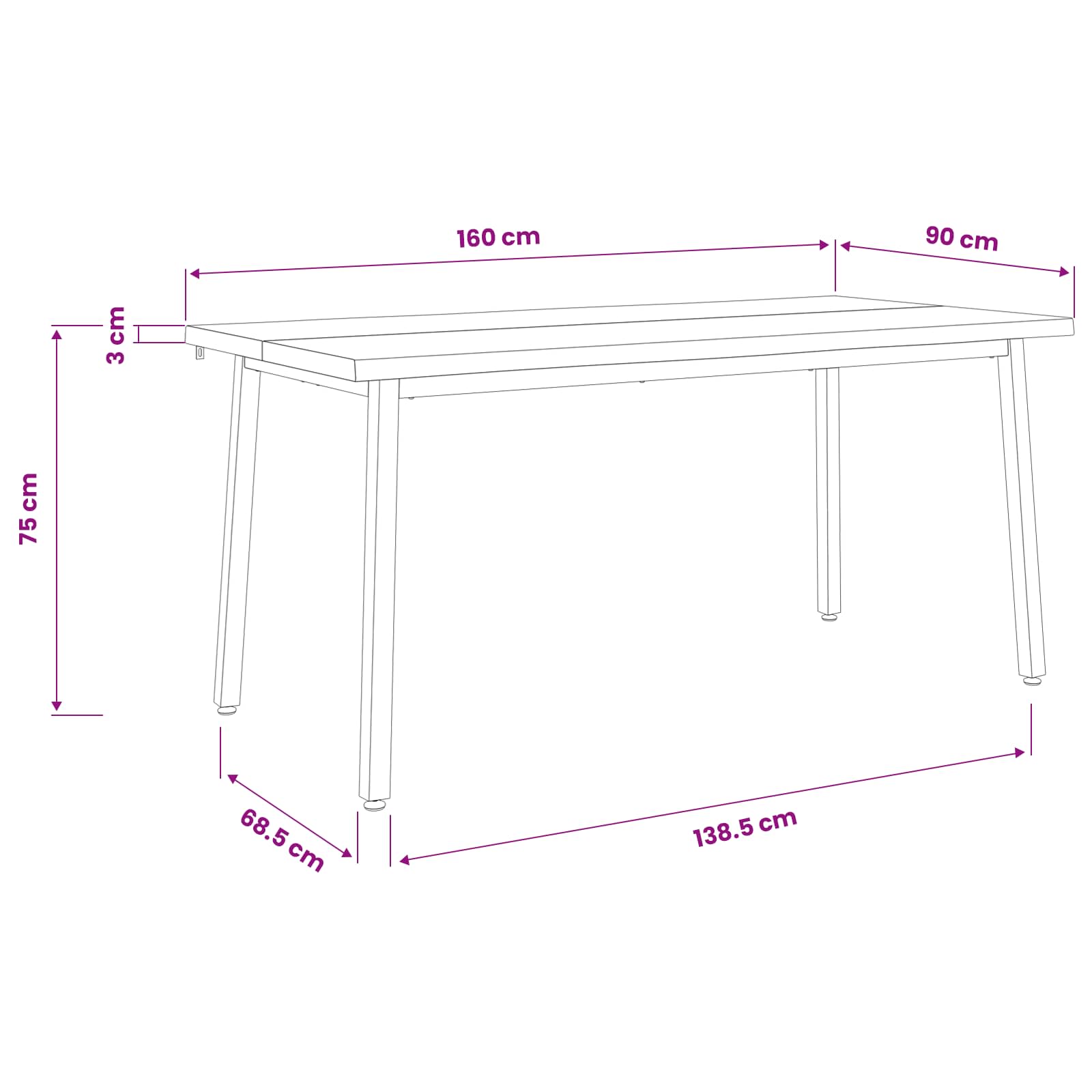 Live Edge Esstisch 160 x 90 x 75 cm Massivholz Akazie Natur