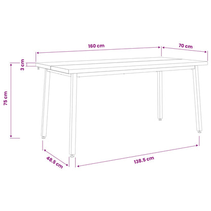 Quadratischer Esstisch 160 x 70 x 75 cm Massivholz Akazie Natur