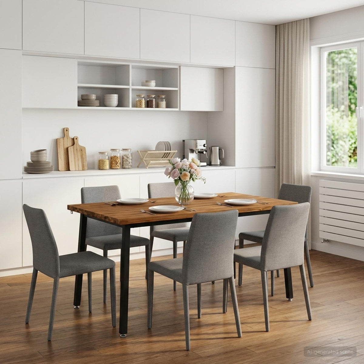 Quadratischer Esstisch 160 x 90 x 75 cm Massivholz Akazie Natur