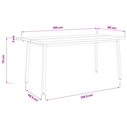 Quadratischer Esstisch 160 x 80 x 75 cm Massivholz Akazie Natur