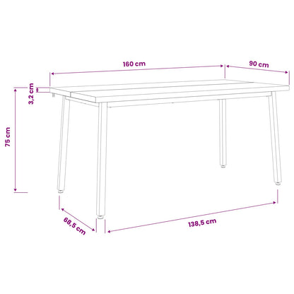 Quadratischer Esstisch 160 x 90 x 75 cm Massivholz Akazie Natur