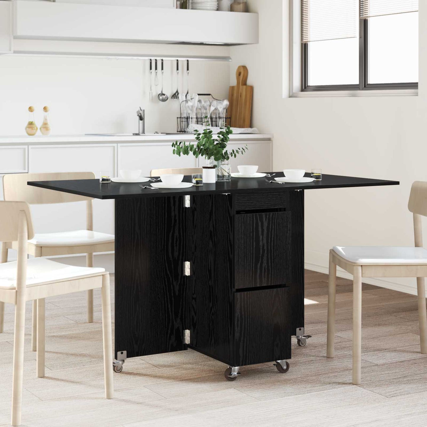 Esstisch 140 x 80 x 77 cm Holzwerkstoff Schwarze Eiche