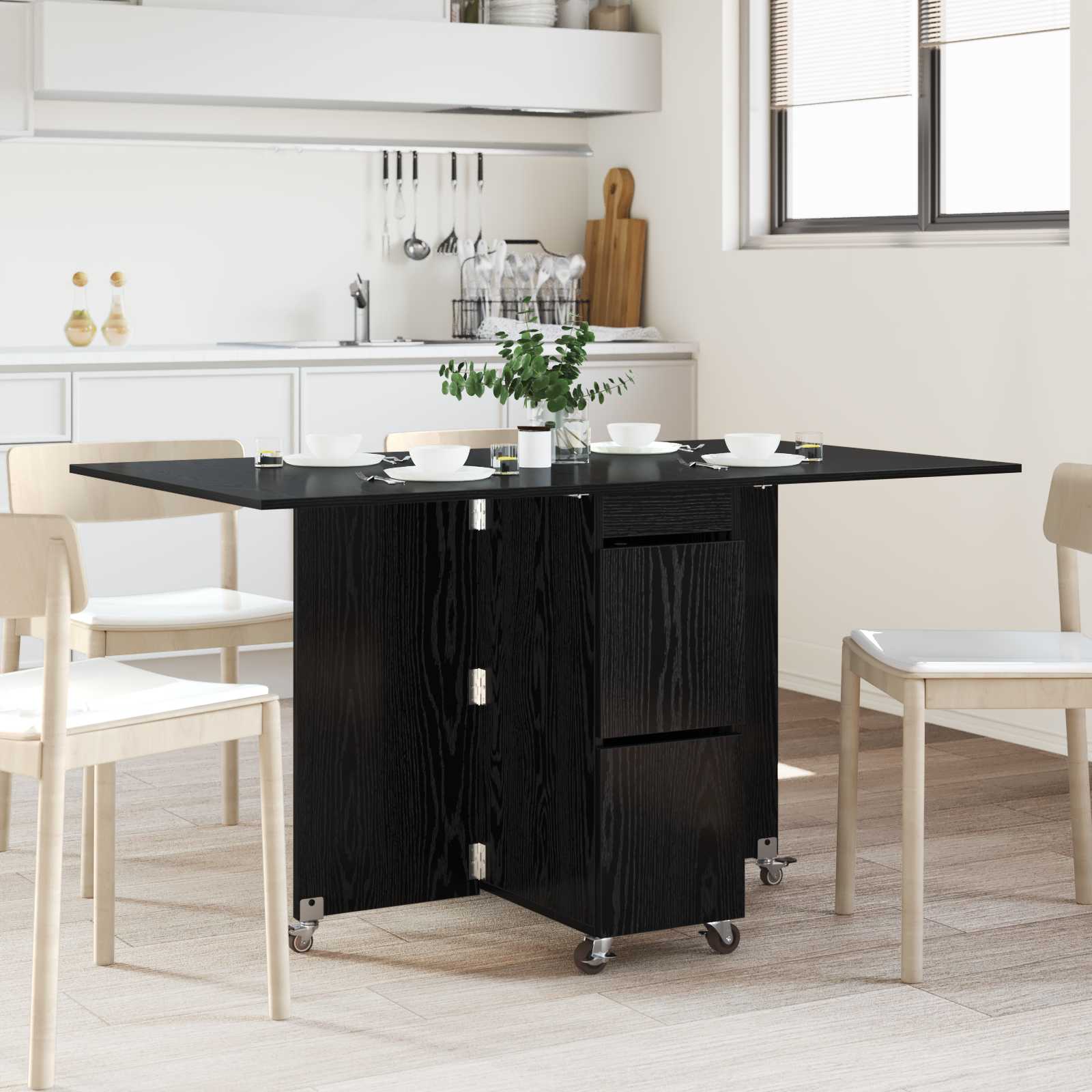 Esstisch 140 x 80 x 77 cm Holzwerkstoff Schwarze Eiche