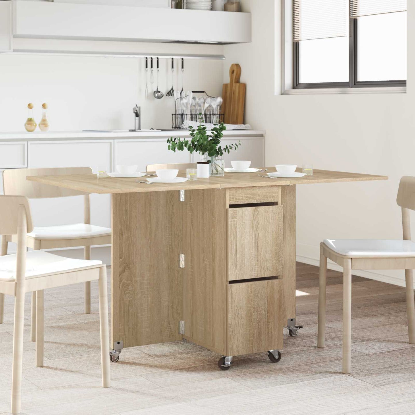 Esstisch 140 x 80 x 77 cm Holzwerkstoff Sonoma-Eiche