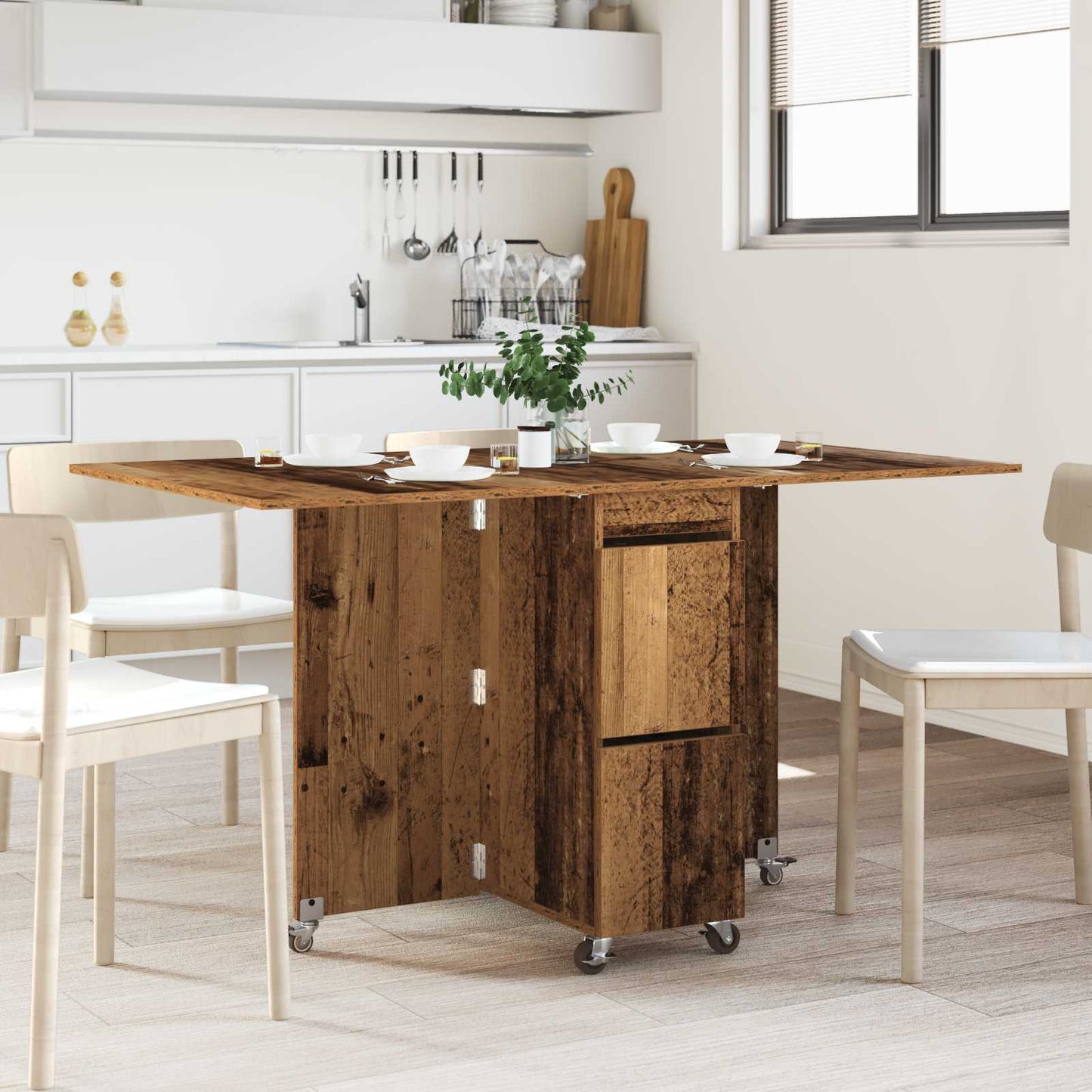 Esstisch 140 x 80 x 77 cm Holzwerkstoff Altholz Rechtwinklig