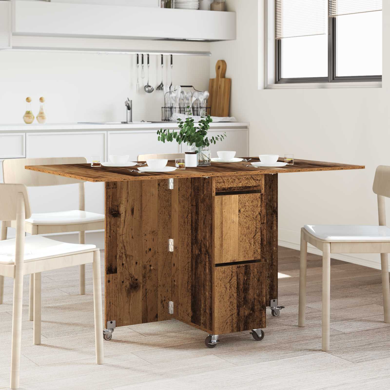 Esstisch 140 x 80 x 77 cm Holzwerkstoff Altholz Rechtwinklig