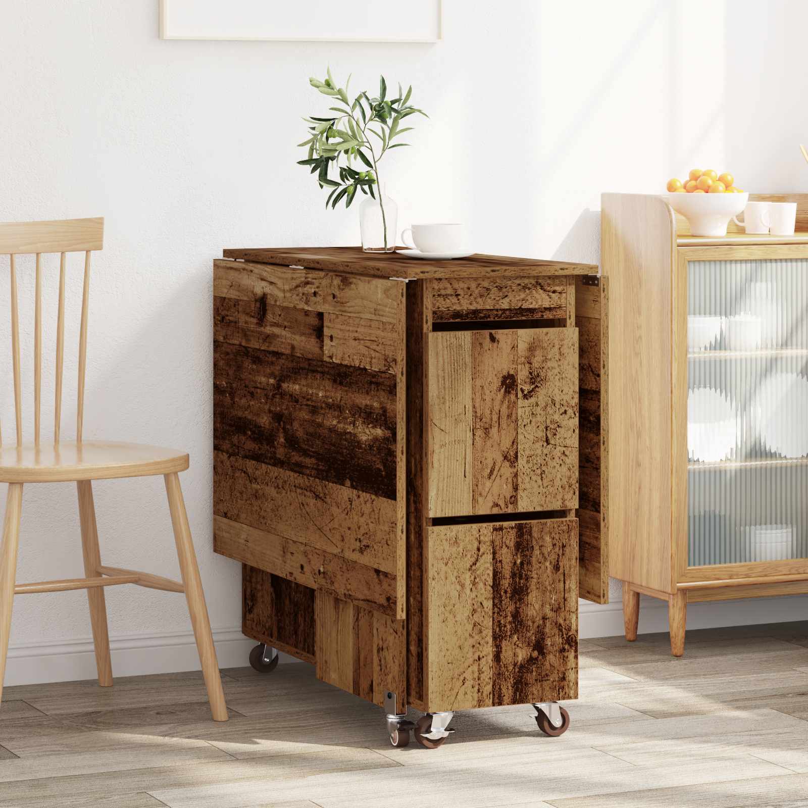 Esstisch 140 x 80 x 77 cm Holzwerkstoff Altholz Rechtwinklig