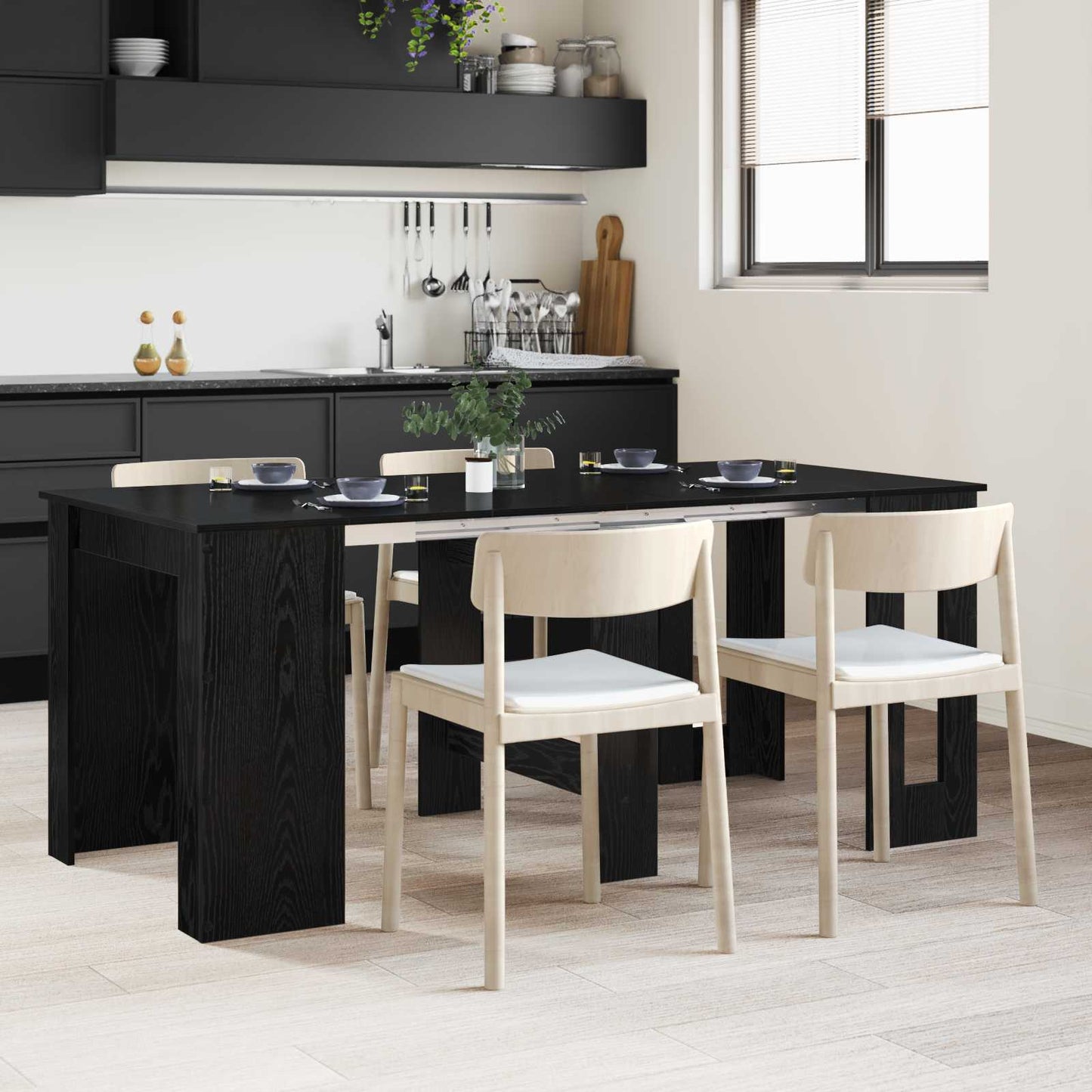 Esstisch 180 x 85 x 75 cm Holzwerkstoff Schwarze Eiche