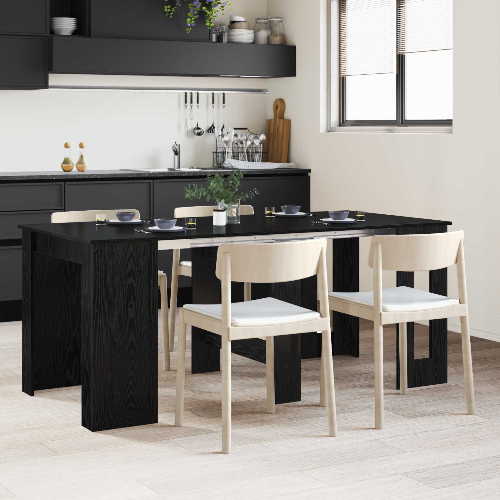 Esstisch 180 x 85 x 75 cm Holzwerkstoff Schwarze Eiche
