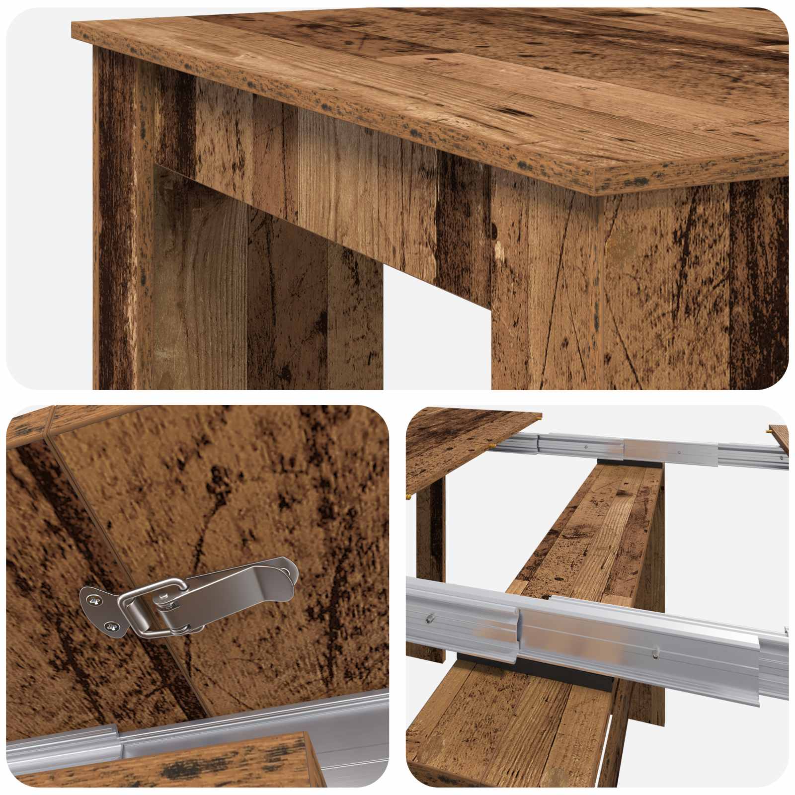 Esstisch 180 x 85 x 75 cm Holzwerkstoff Altholz Rechtwinklig