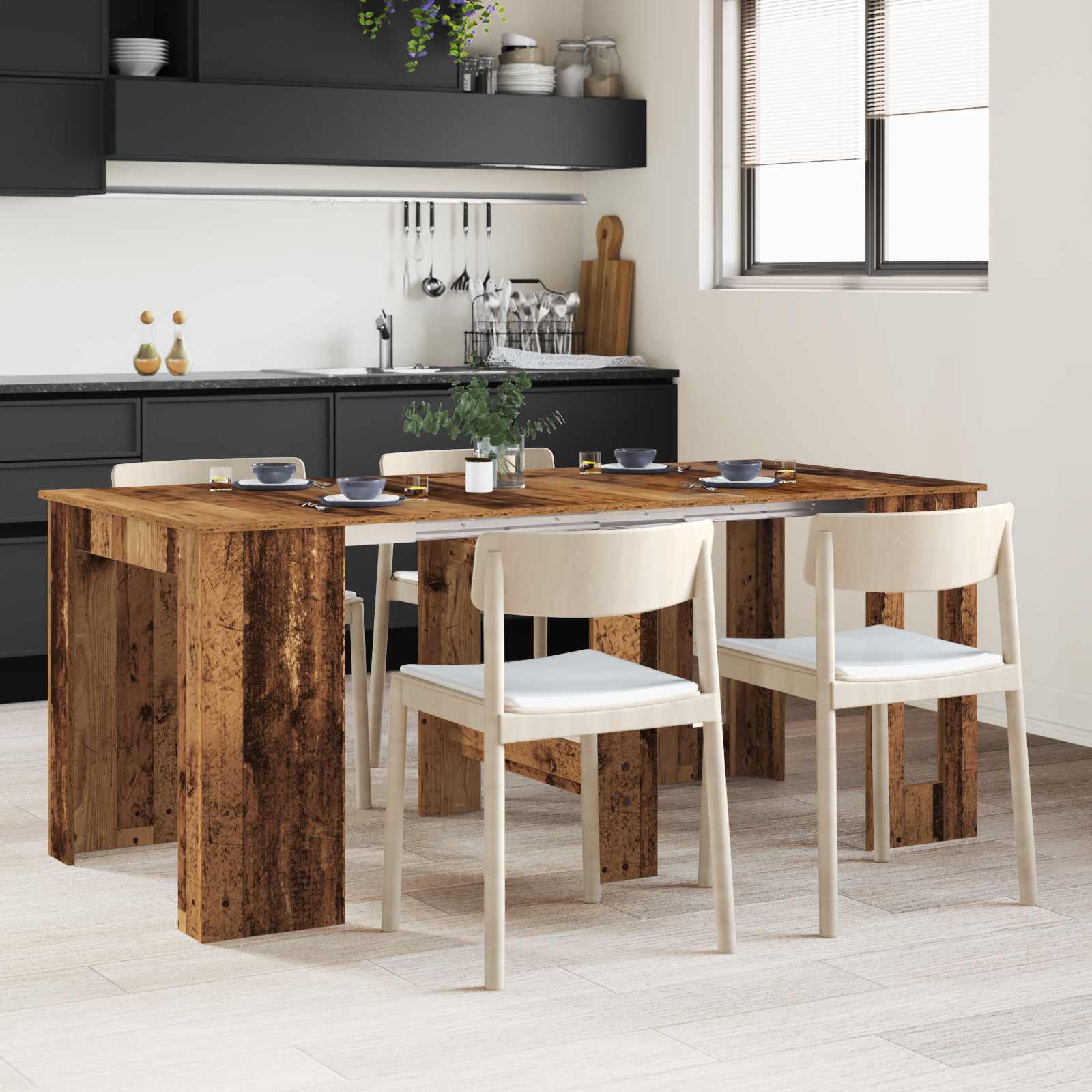 Esstisch 180 x 85 x 75 cm Holzwerkstoff Altholz Rechtwinklig