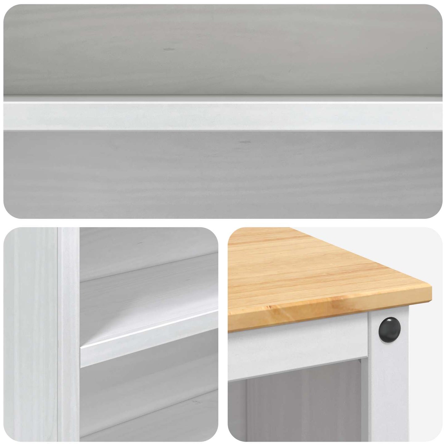 Kücheninsel Set 2 stk. Weiß und Honigwachs 112 x 77 x 91,5 cm