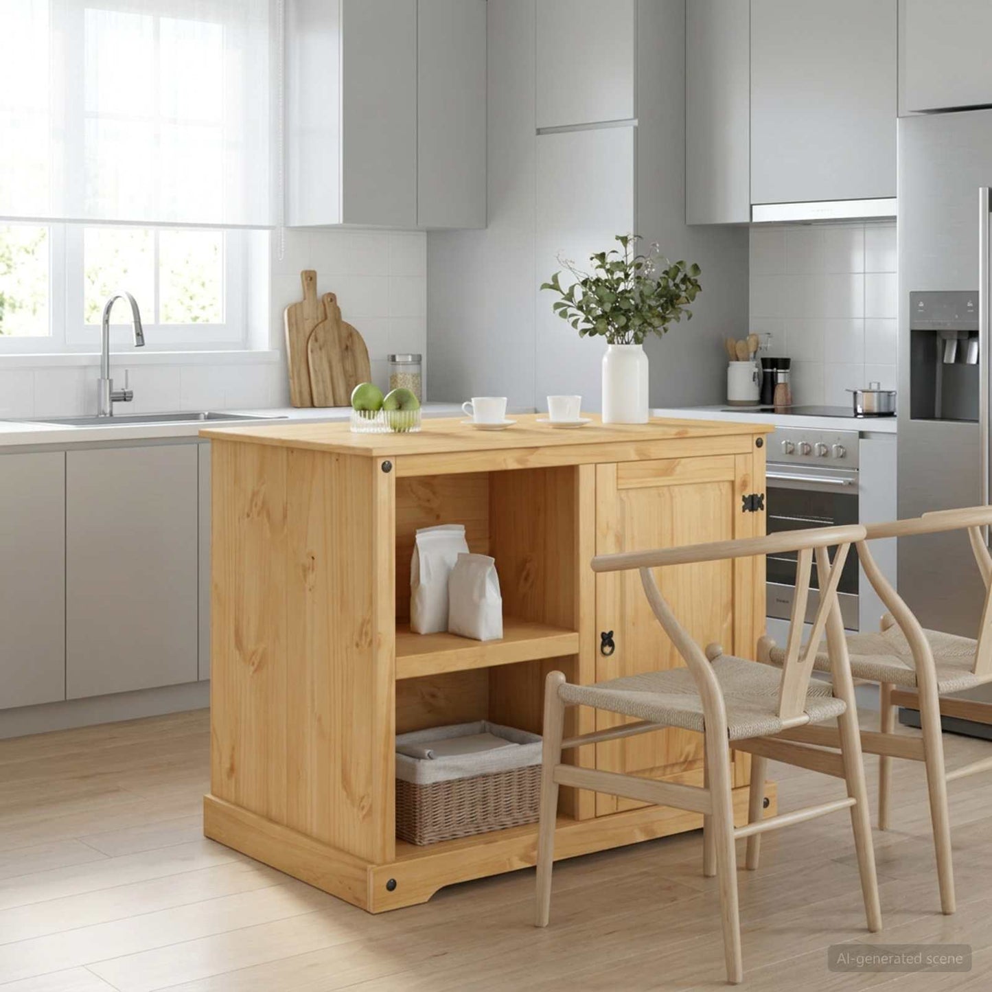 Küchentrolley 2 pcs Honigwachs 112 x 77 x 91,5 cm Massiv-Kiefer