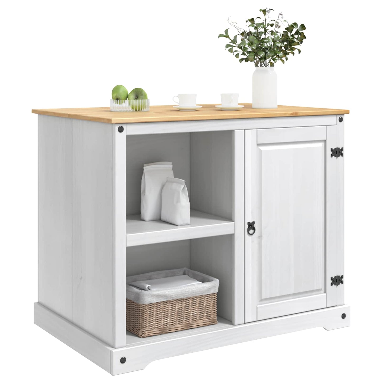 Kücheninsel Set 2 stk. Weiß und Honigwachs 112 x 77 x 91,5 cm
