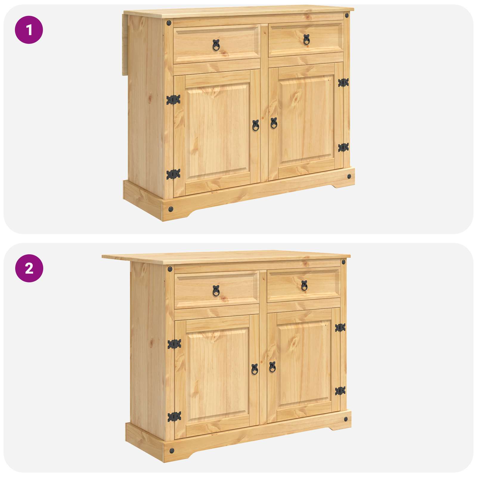 Kücheninsel Set 2 stk. Honigwachs 112 x 70 x 91,5 cm
