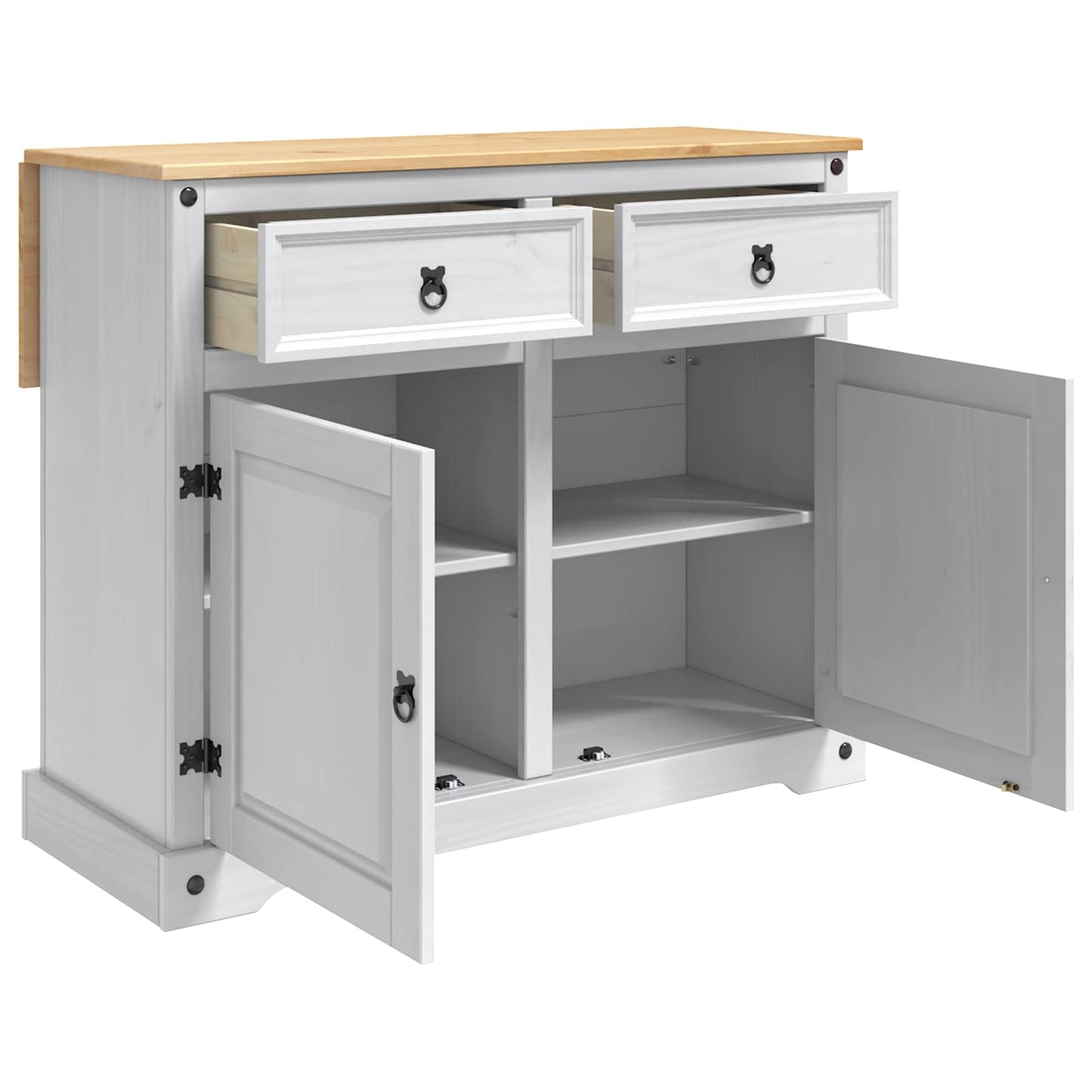 Kücheninsel Set 2 stk. Weiß und Honigwachs 112 x 70 x 91,5 cm