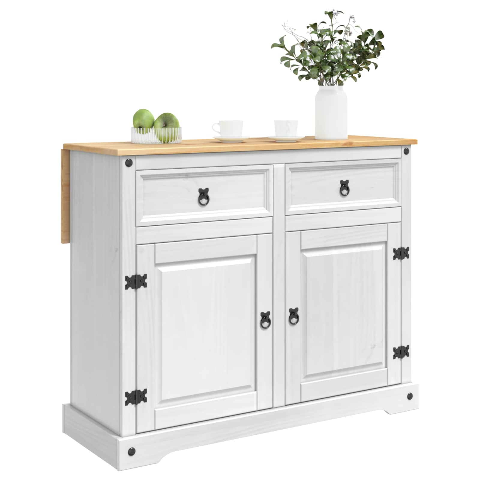 Kücheninsel Set 2 stk. Weiß und Honigwachs 112 x 70 x 91,5 cm