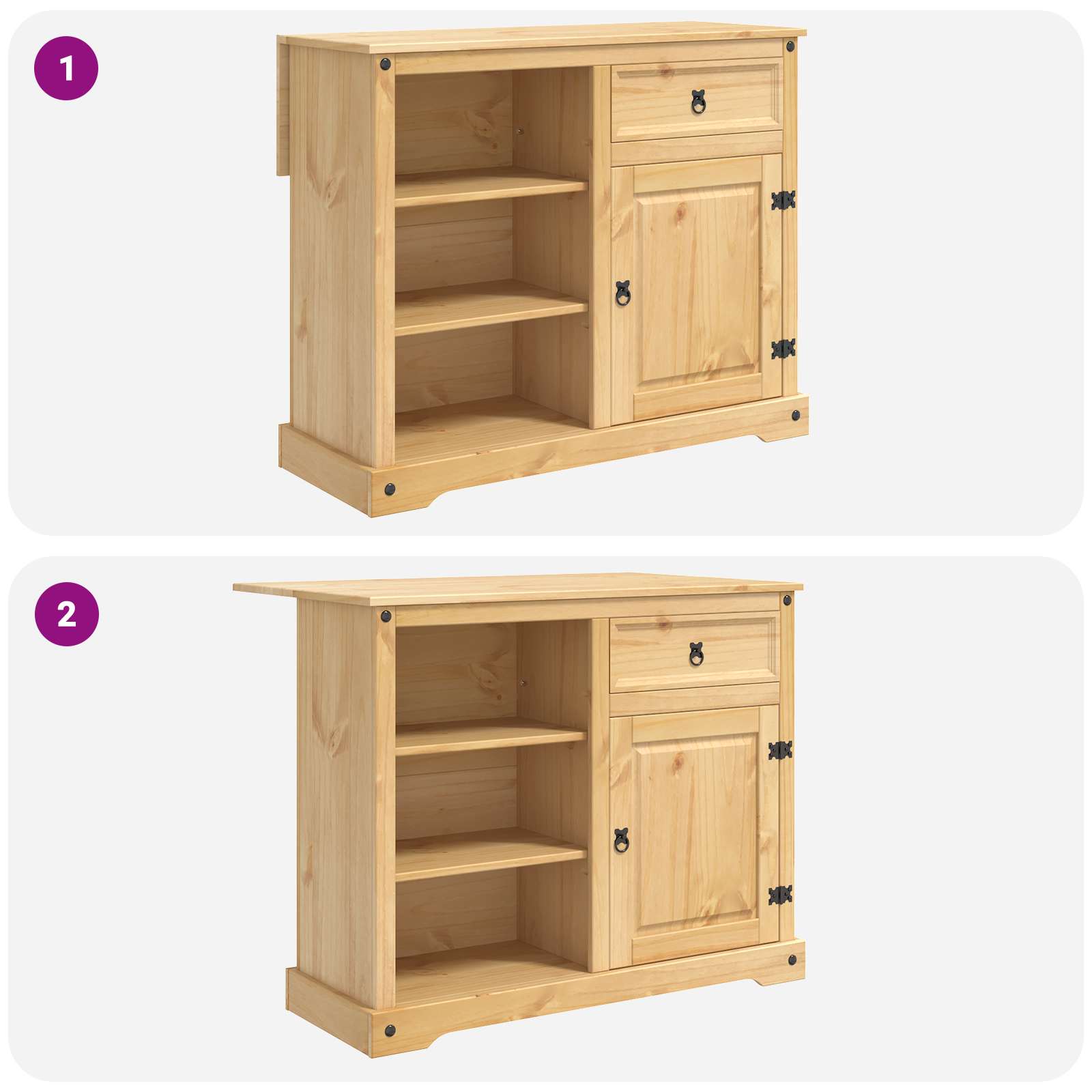 Kücheninsel Set 2 stk. Honigwachs 112 x 70 x 91,5 cm