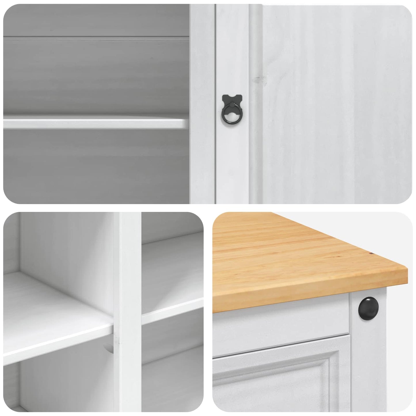 Kücheninsel Set 2 stk. Weiß und Honigwachs 112 x 70 x 91,5 cm