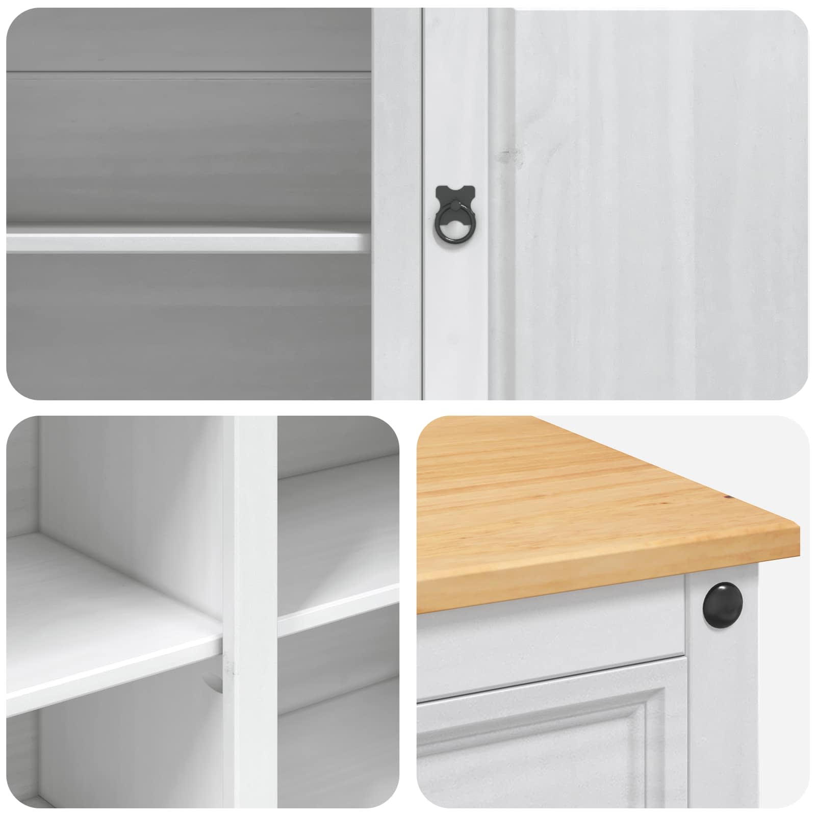 Kücheninsel Set 2 stk. Weiß und Honigwachs 112 x 70 x 91,5 cm