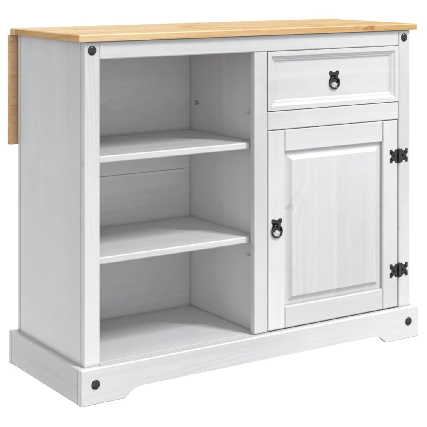 Kücheninsel Set 2 stk. Weiß und Honigwachs 112 x 70 x 91,5 cm