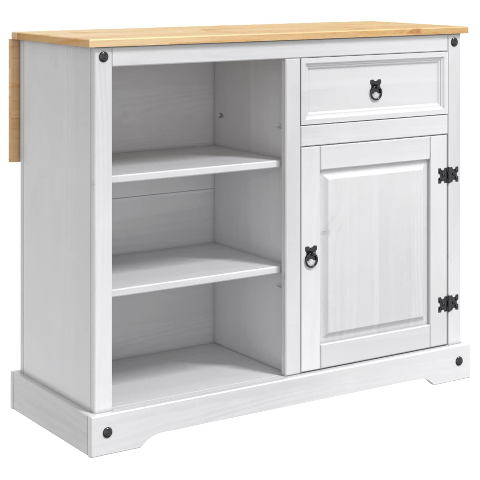 Kücheninsel Set 2 stk. Weiß und Honigwachs 112 x 70 x 91,5 cm