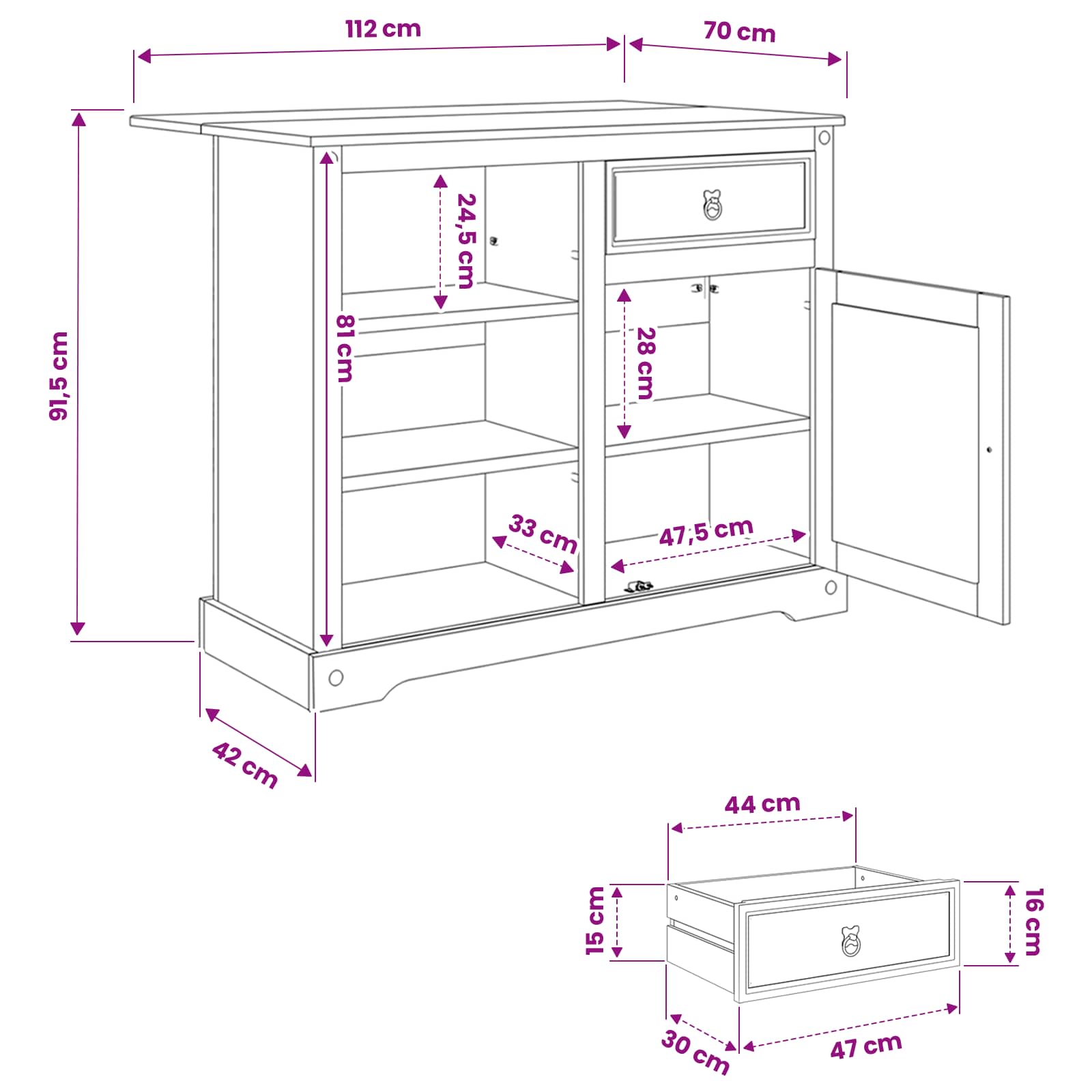Kücheninsel Set 2 stk. Weiß und Honigwachs 112 x 70 x 91,5 cm