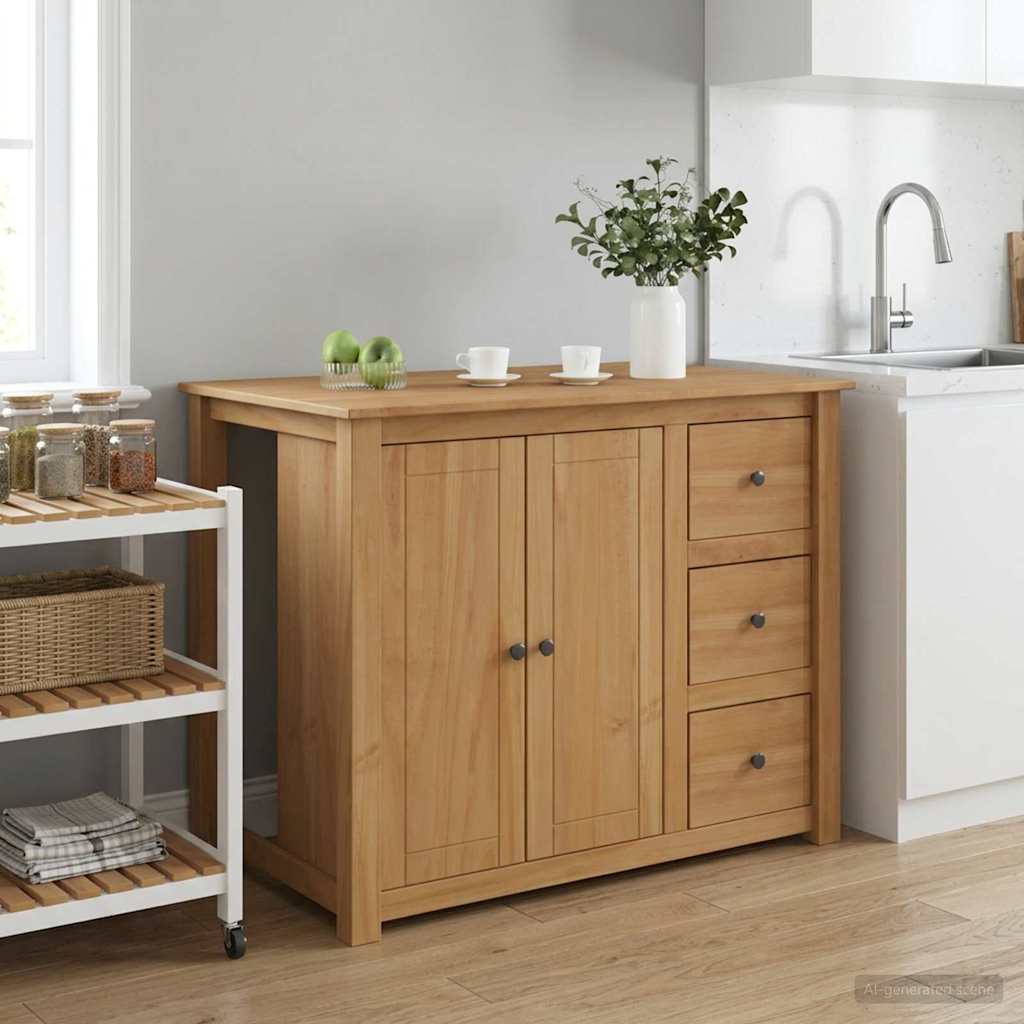 Kücheninsel Set PANAMA Honigwachs 112 x 77 x 90 cm