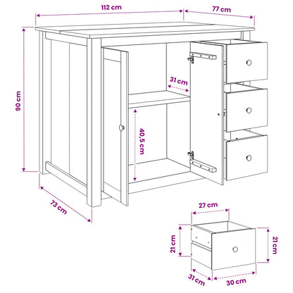 Kücheninsel Set PANAMA Honigwachs 112 x 77 x 90 cm