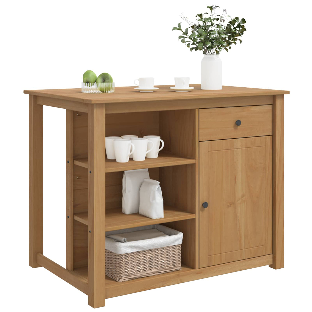 Kücheninsel Set PANAMA Honigwachs 112 x 77 x 90 cm