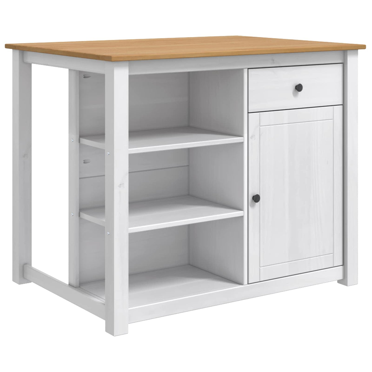 Kücheninsel Set PANAMA Weiß und Honigwachs 112 x 77 x 90 cm
