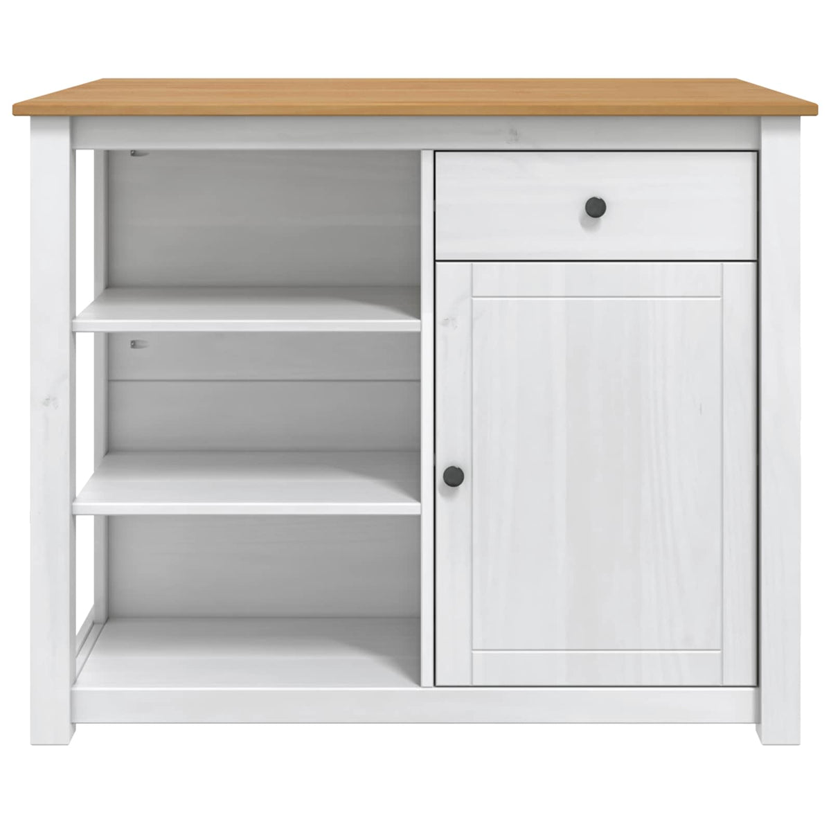 Kücheninsel Set PANAMA Weiß und Honigwachs 112 x 77 x 90 cm