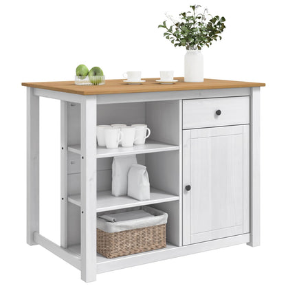Kücheninsel Set PANAMA Weiß und Honigwachs 112 x 77 x 90 cm
