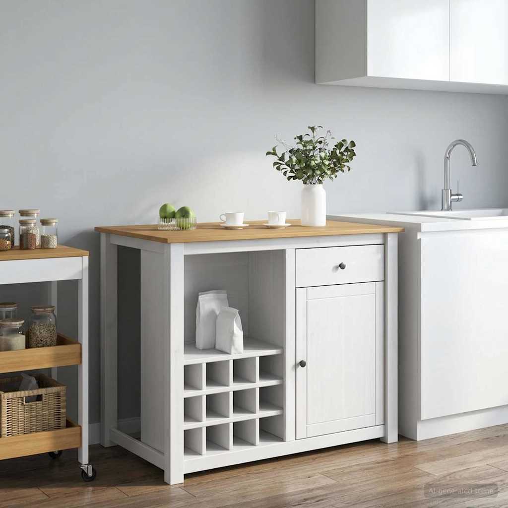 Kücheninsel Set PANAMA Weiß und Honigwachs 112 x 77 x 90 cm