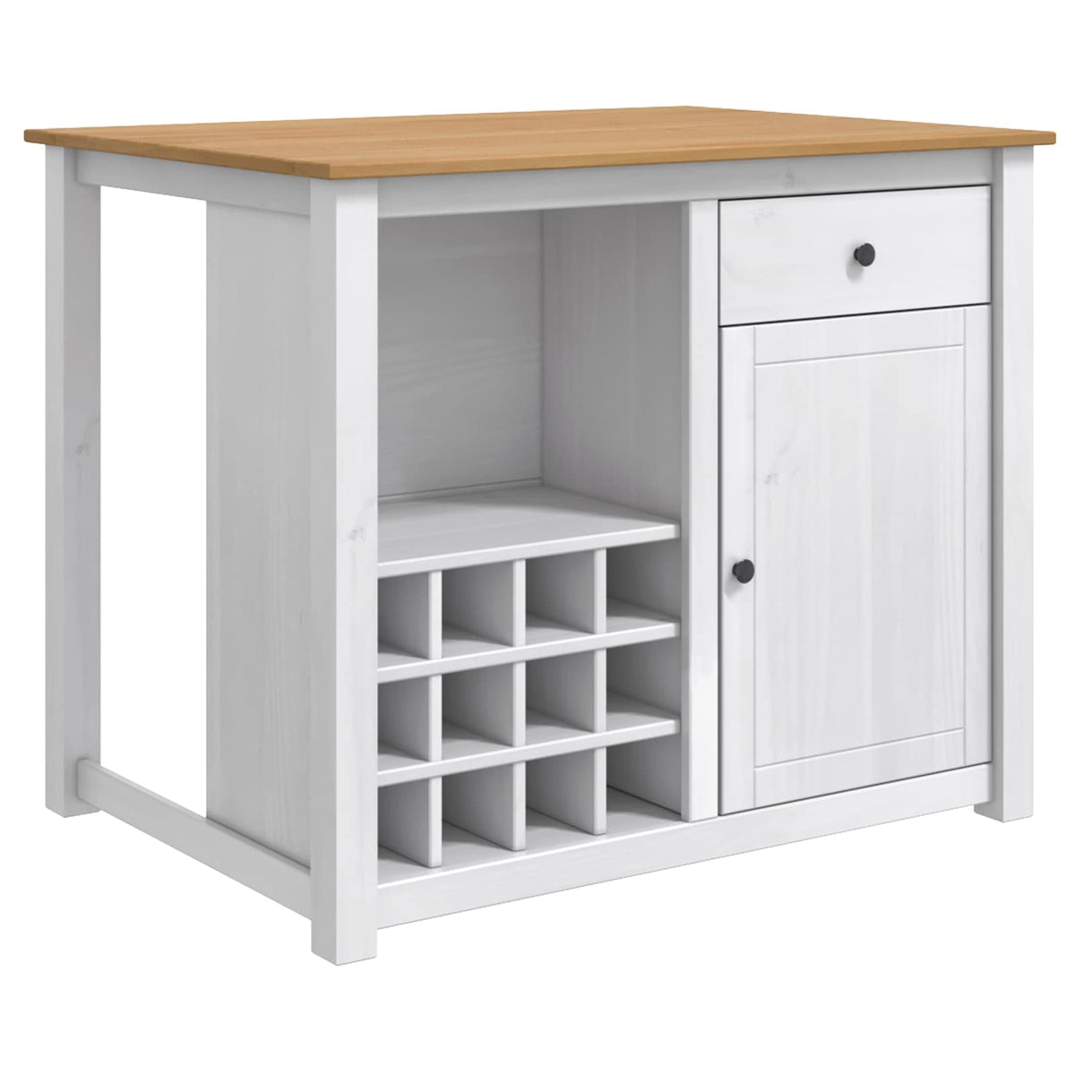 Kücheninsel Set PANAMA Weiß und Honigwachs 112 x 77 x 90 cm