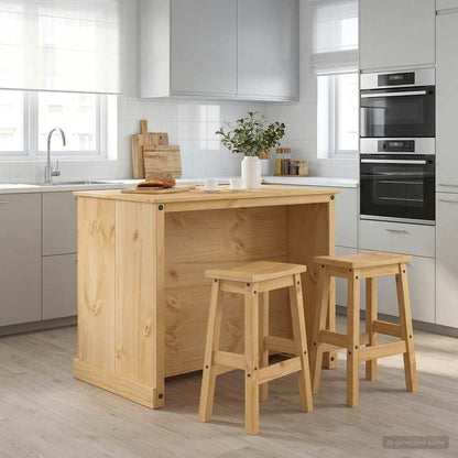 Kücheninsel Set 3 stk. Honigwachs 112 x 77 x 91,5 cm