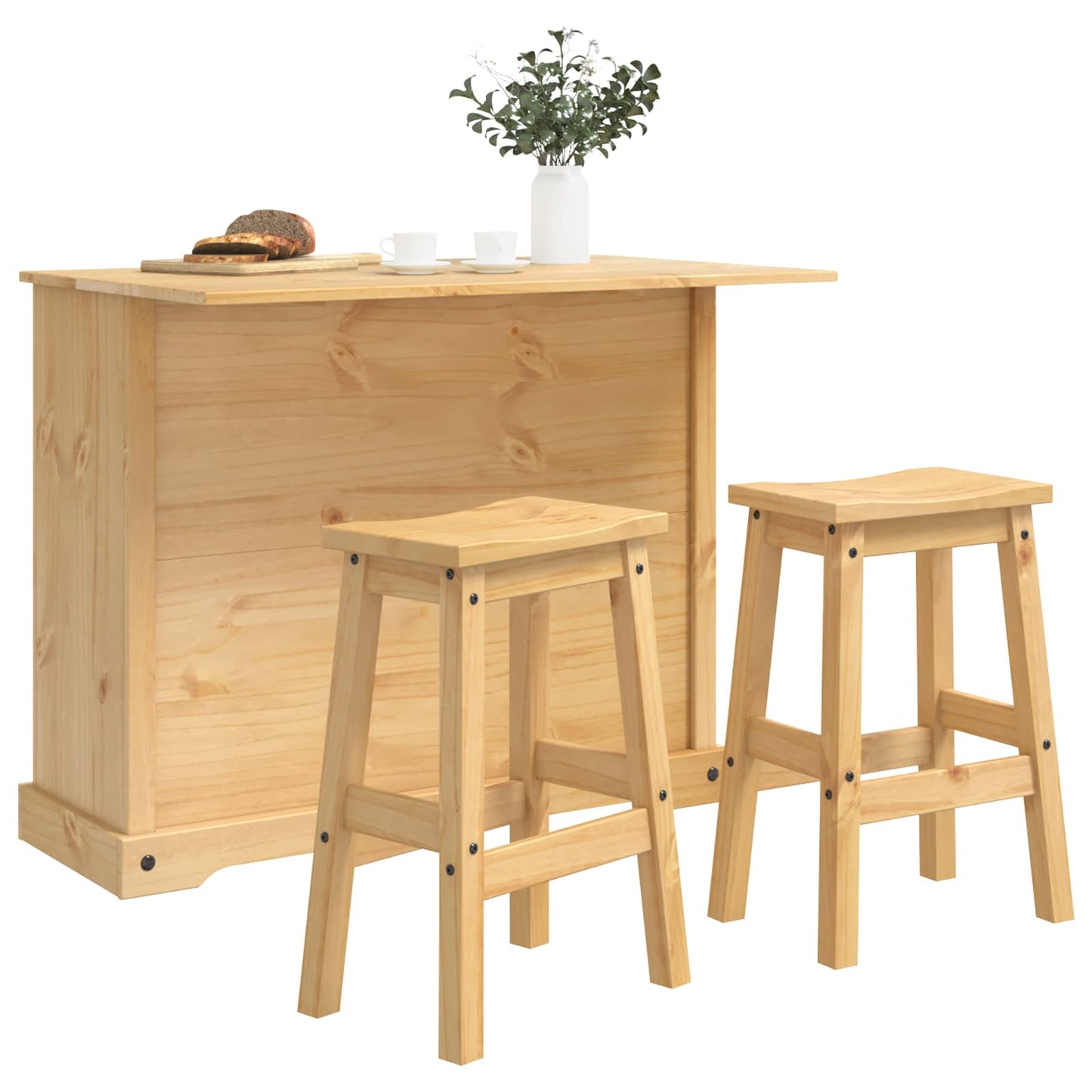Kücheninsel Set 3 stk. CORONA Honigwachs 112 x 70 x 91,5 cm