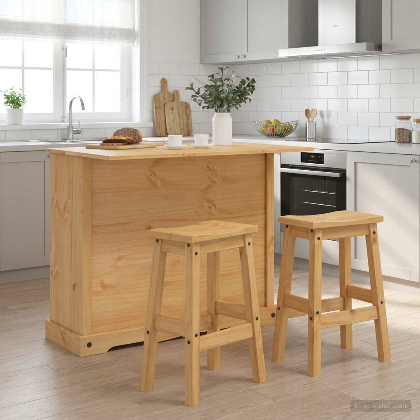 Kücheninsel Set 3 stk. Honigwachs 112 x 70 x 91,5 cm