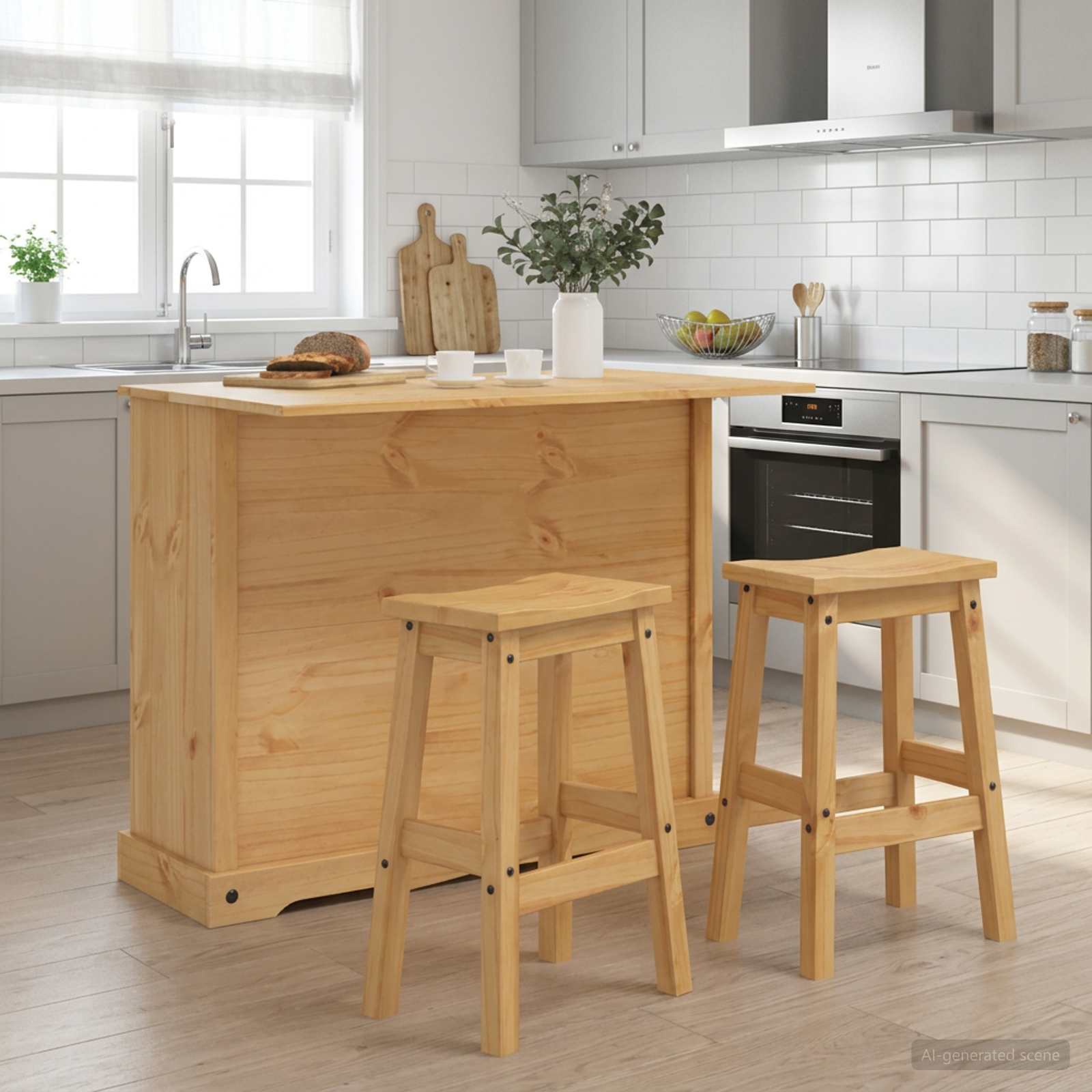 Kücheninsel Set 3 stk. Honigwachs 112 x 70 x 91,5 cm