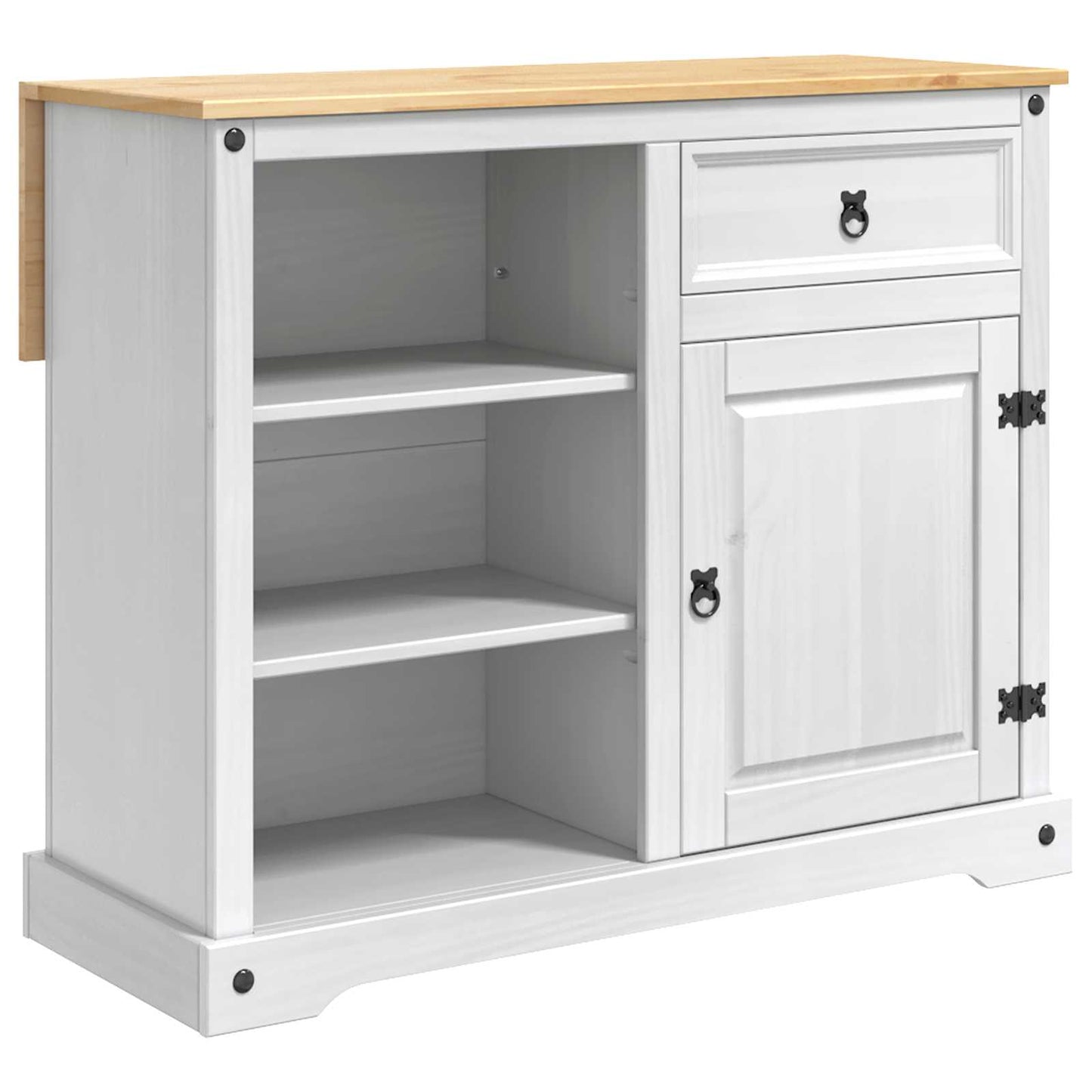 Kücheninsel Set 3 stk. Weiß und Honigwachs 112 x 70 x 91,5 cm
