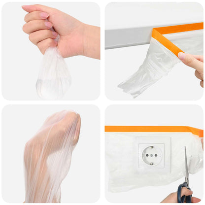 Staubschutzfolie mit Klebeband 6 stk. Transparent 270 x 1600 cm
