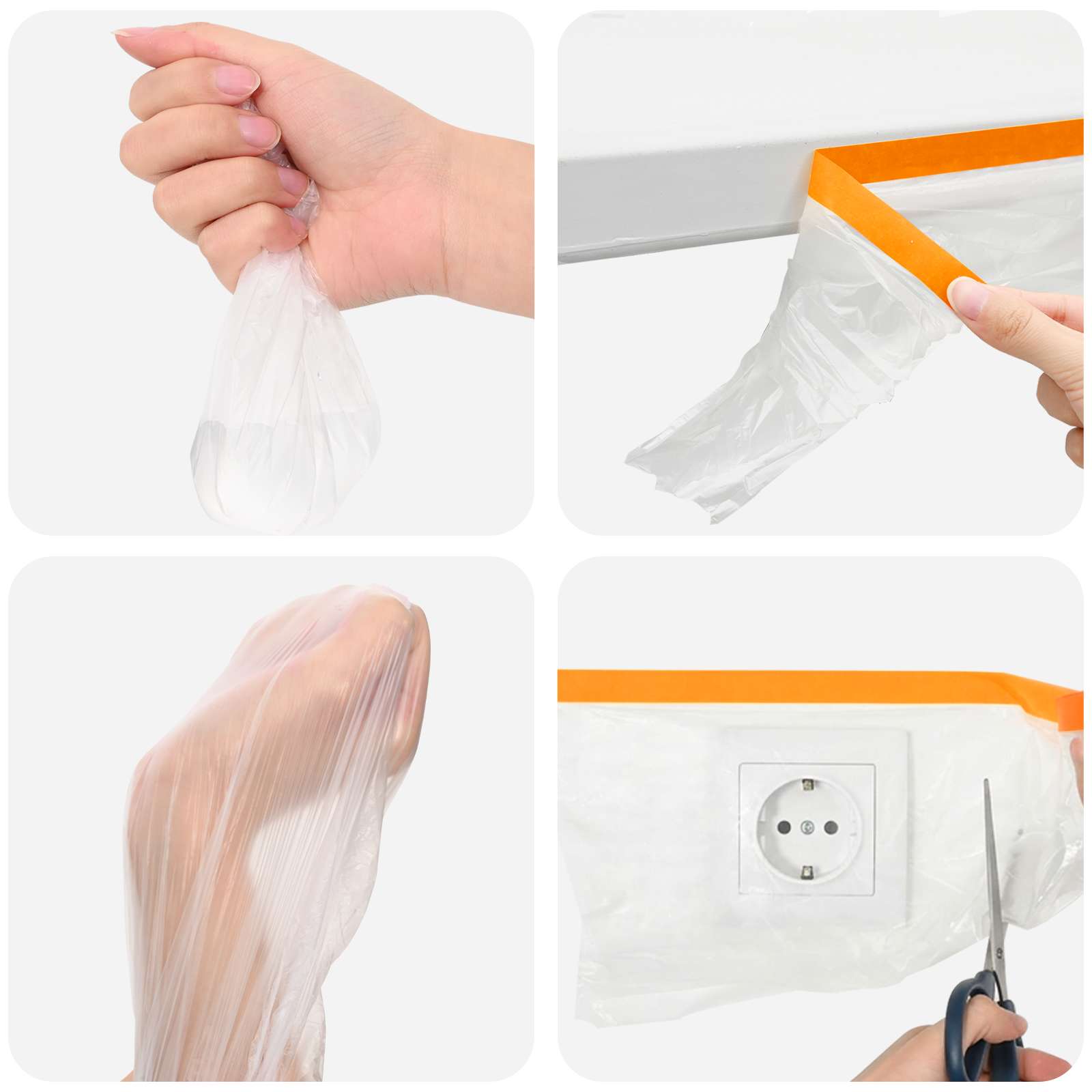 Staubschutzfolie mit Klebeband 12 stk. Transparent HDPE