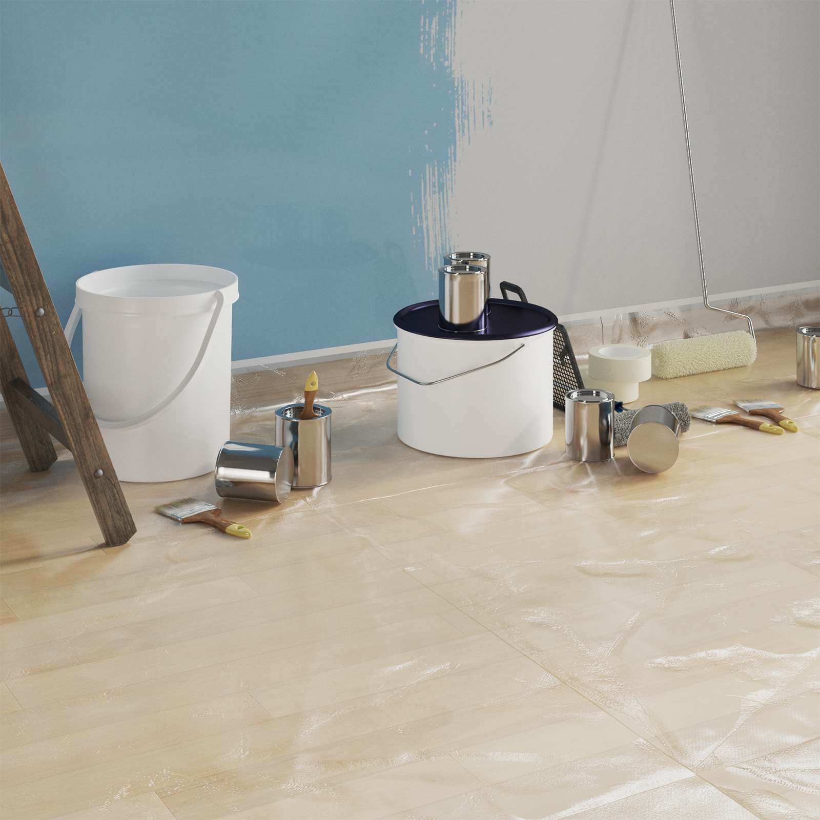 Staubschutzfolie mit Klebeband 12 stk. Transparent 55 x 3300 cm