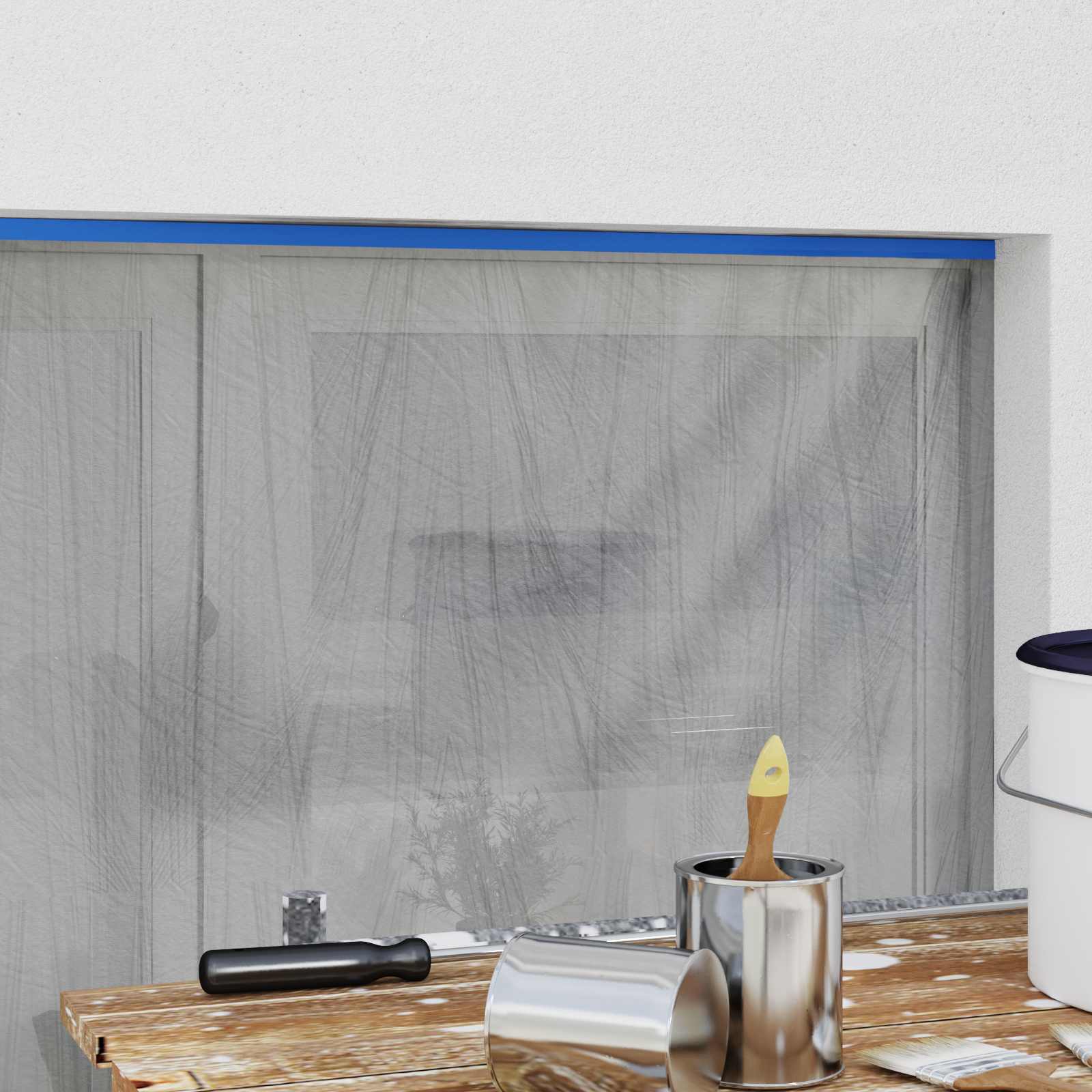 Abdeckfolie mit Klebeband 12 stk. Transparent und Blau