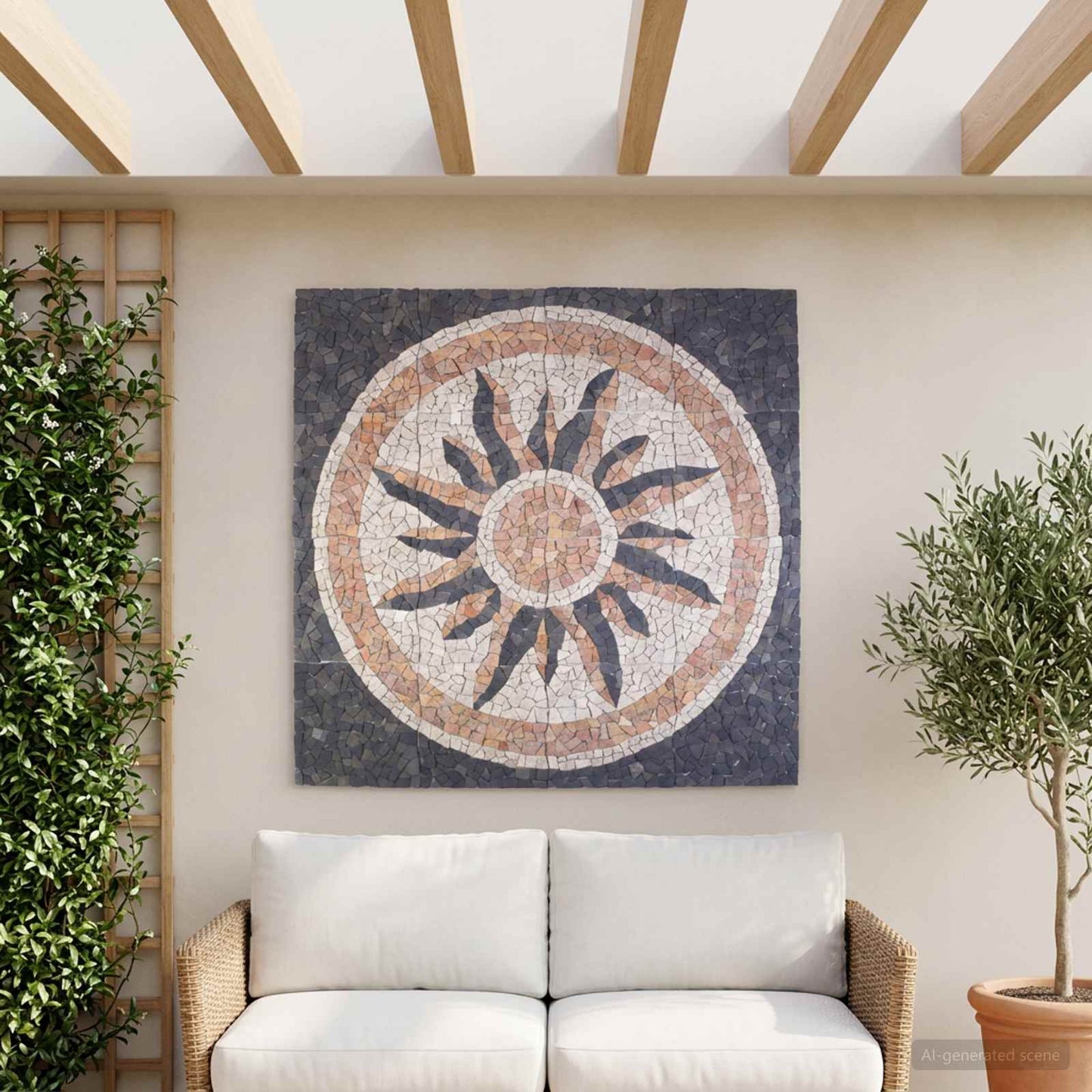 Mosaikfliesen Sonnenmuster Mehrfarbig 120 x 120 cm Marmor