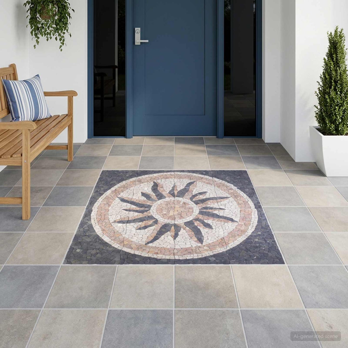 Mosaikfliesen Sonnenmuster Mehrfarbig 120 x 120 cm Marmor